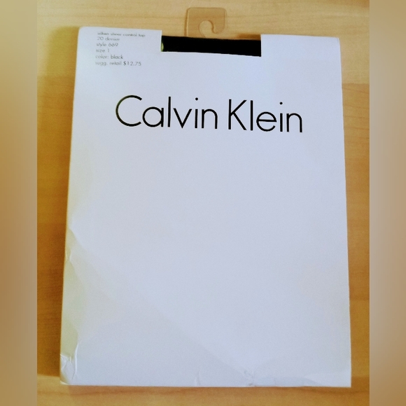 Calvin Klein Silken Sheer Control Top Women's Tights - Black - Size S/ Size 1 - Picture 2 of 5